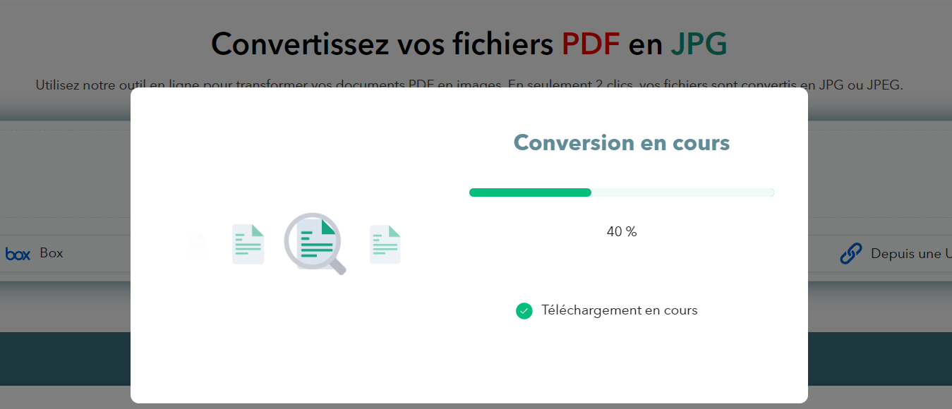 Processus de conversion PDF en JPG
