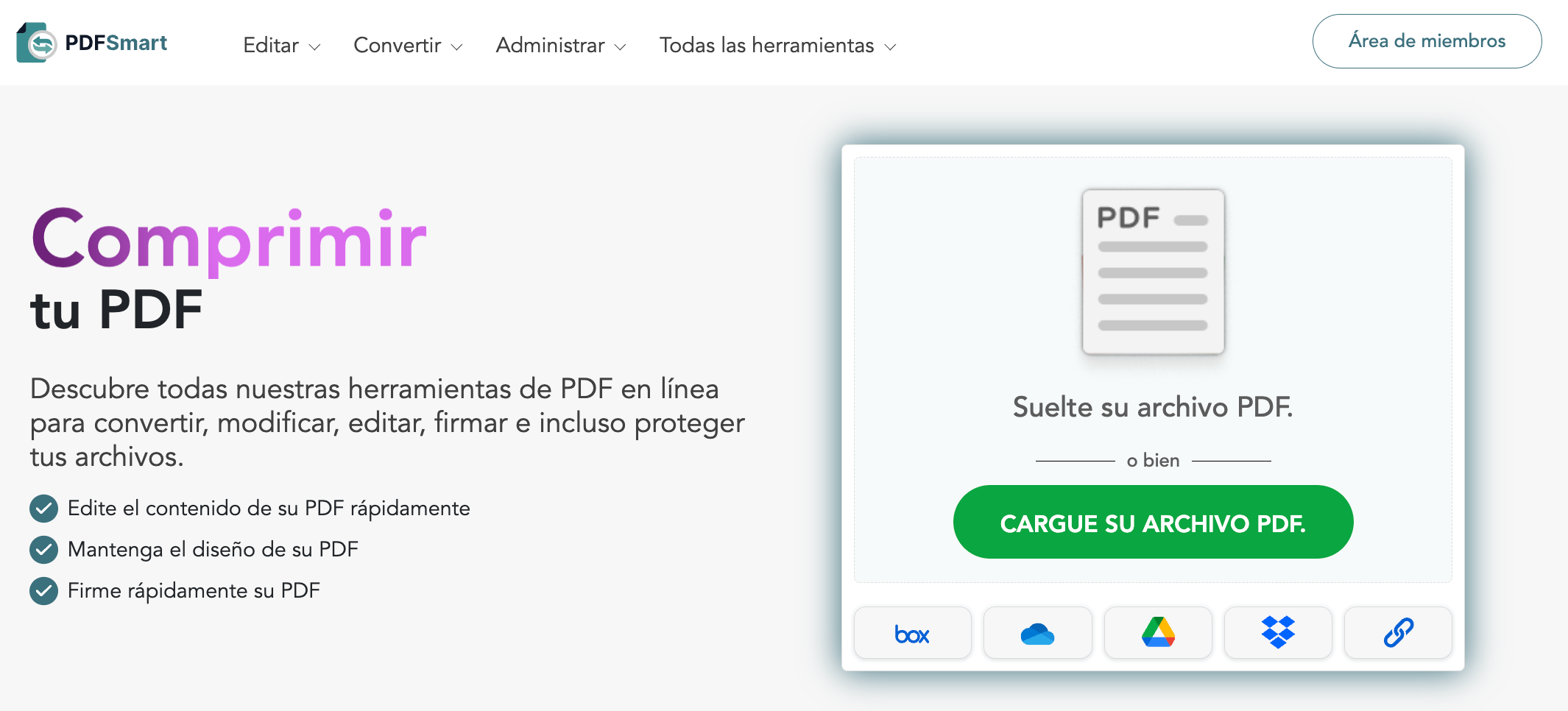 Accede a la herramienta de compresión