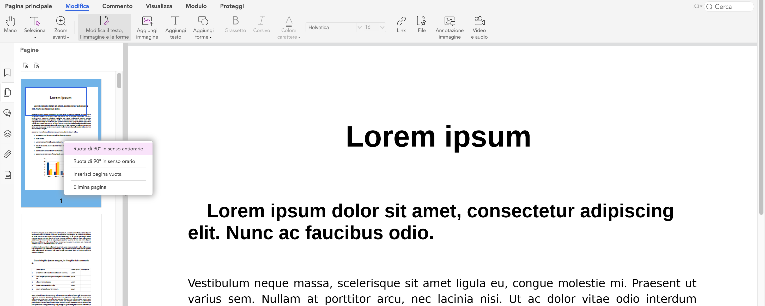 Ruotare le pagine PDF