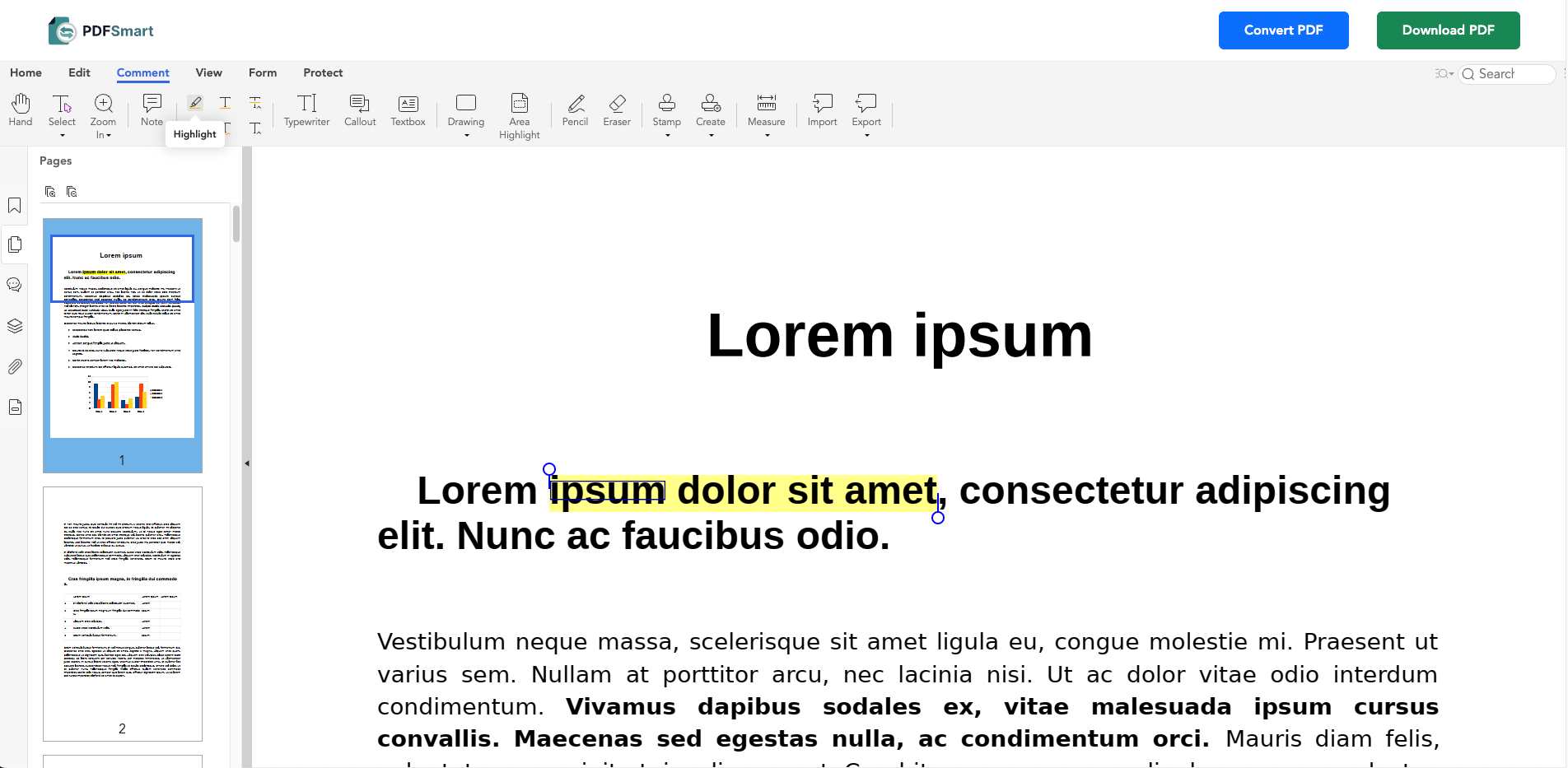 Highlight a PDF text