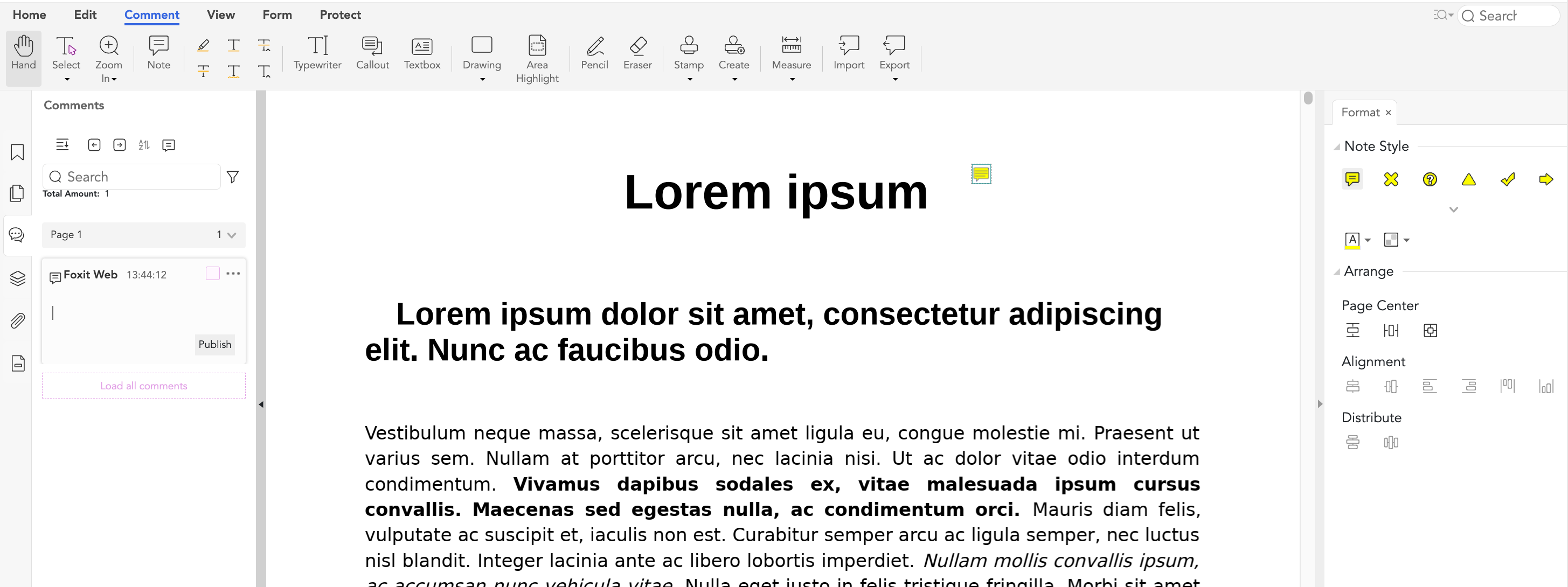 Add a comment to a PDF