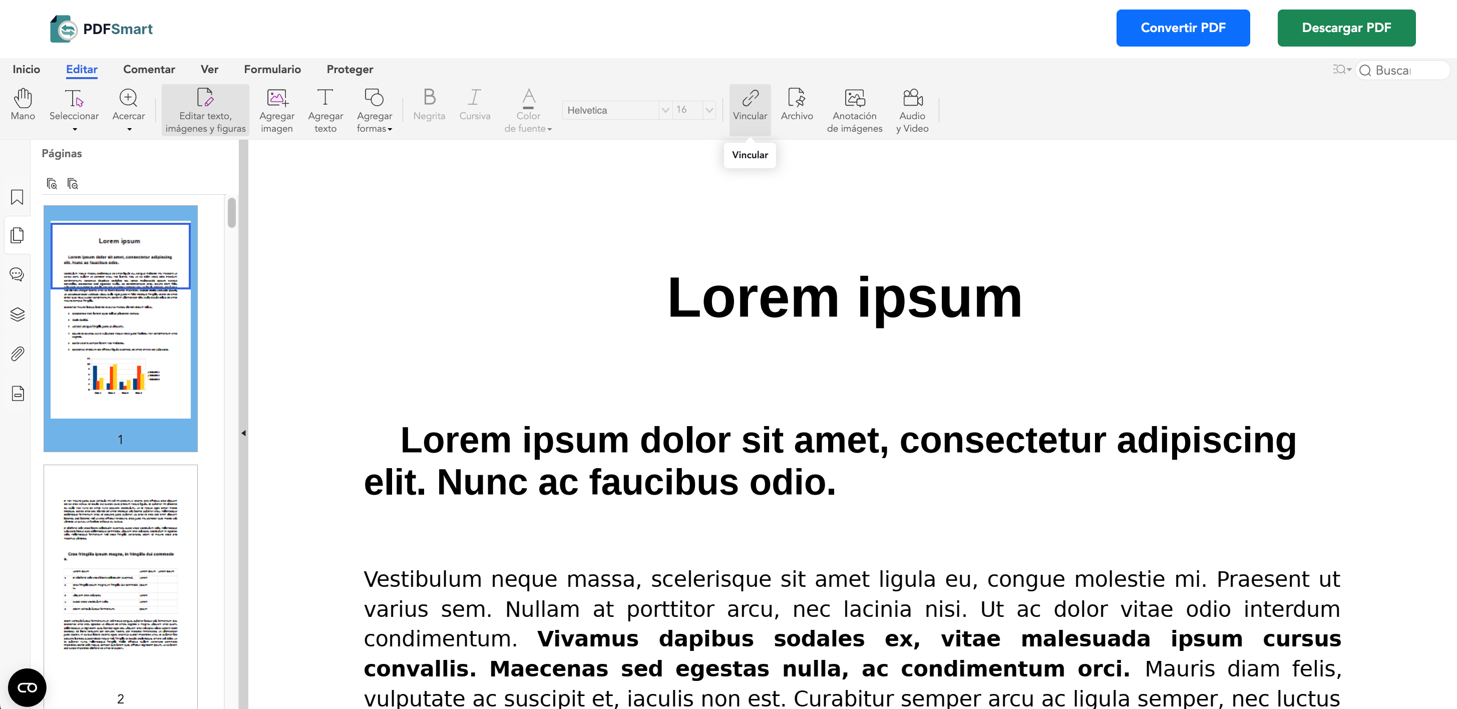 Modificar el documento en línea
