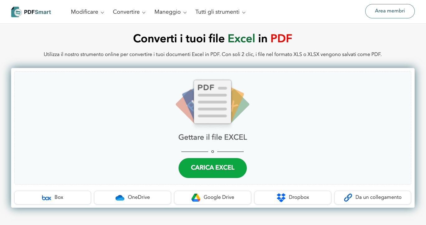 Convertire Excel in PDF