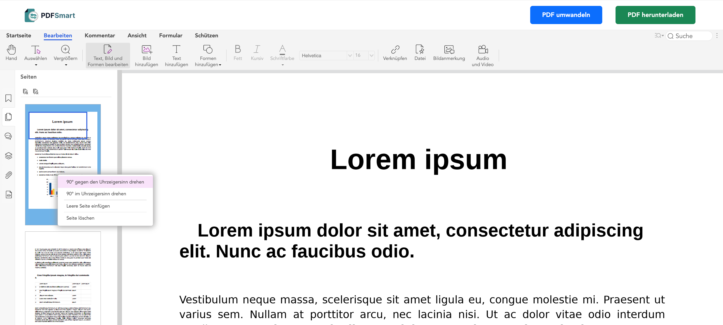 Eine PDF-Seite drehen