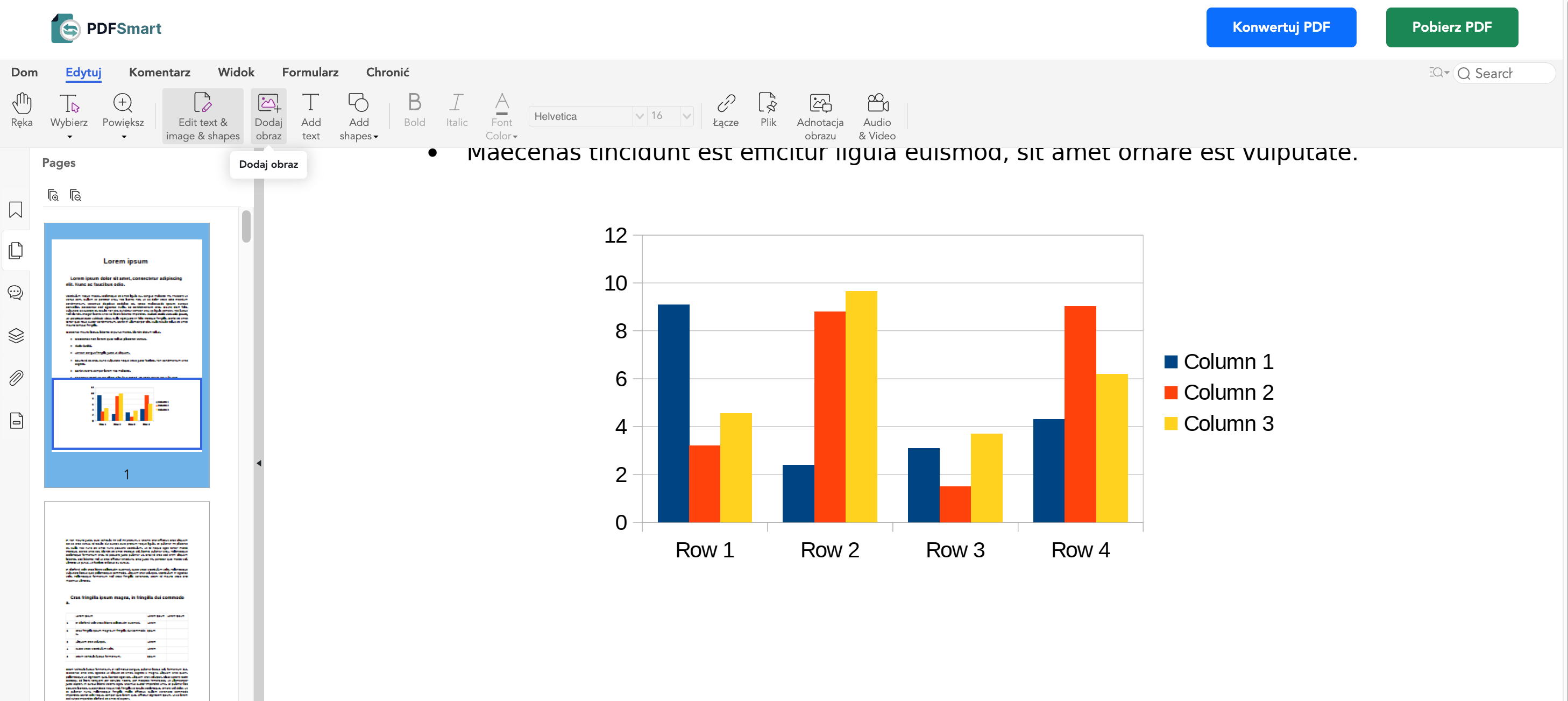 Dodawanie obrazów do pliku PDF