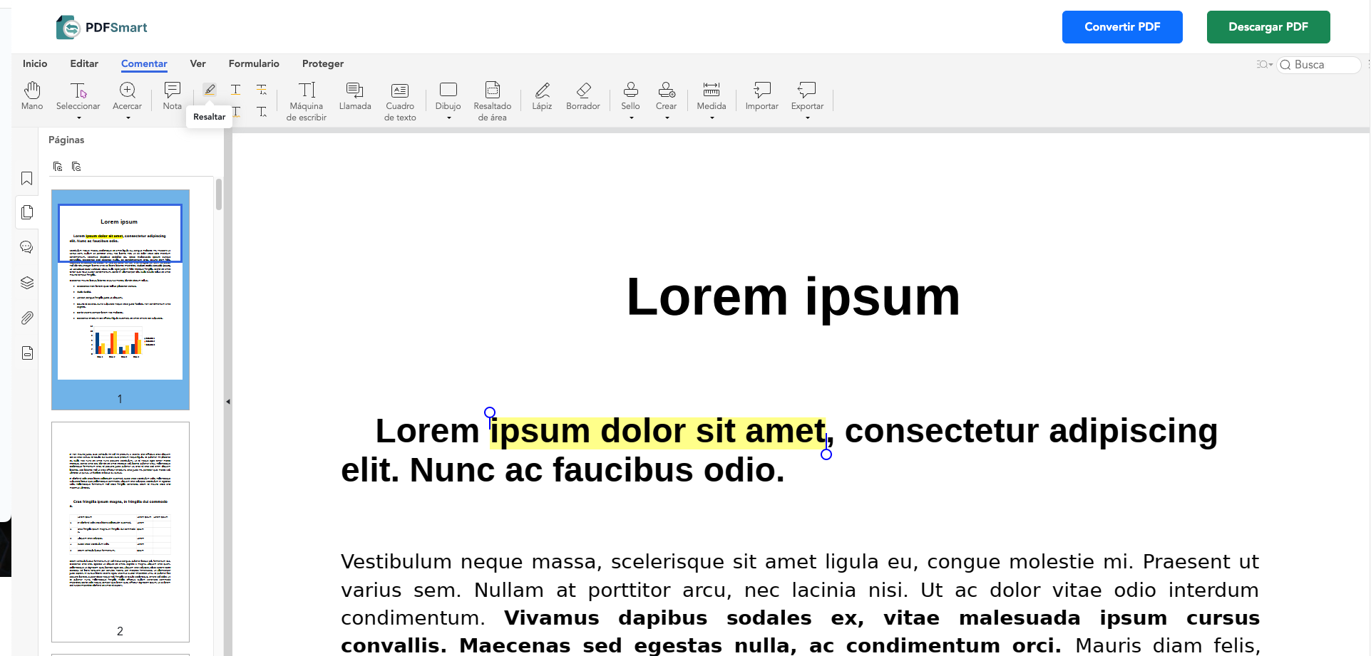 Resaltar un PDF