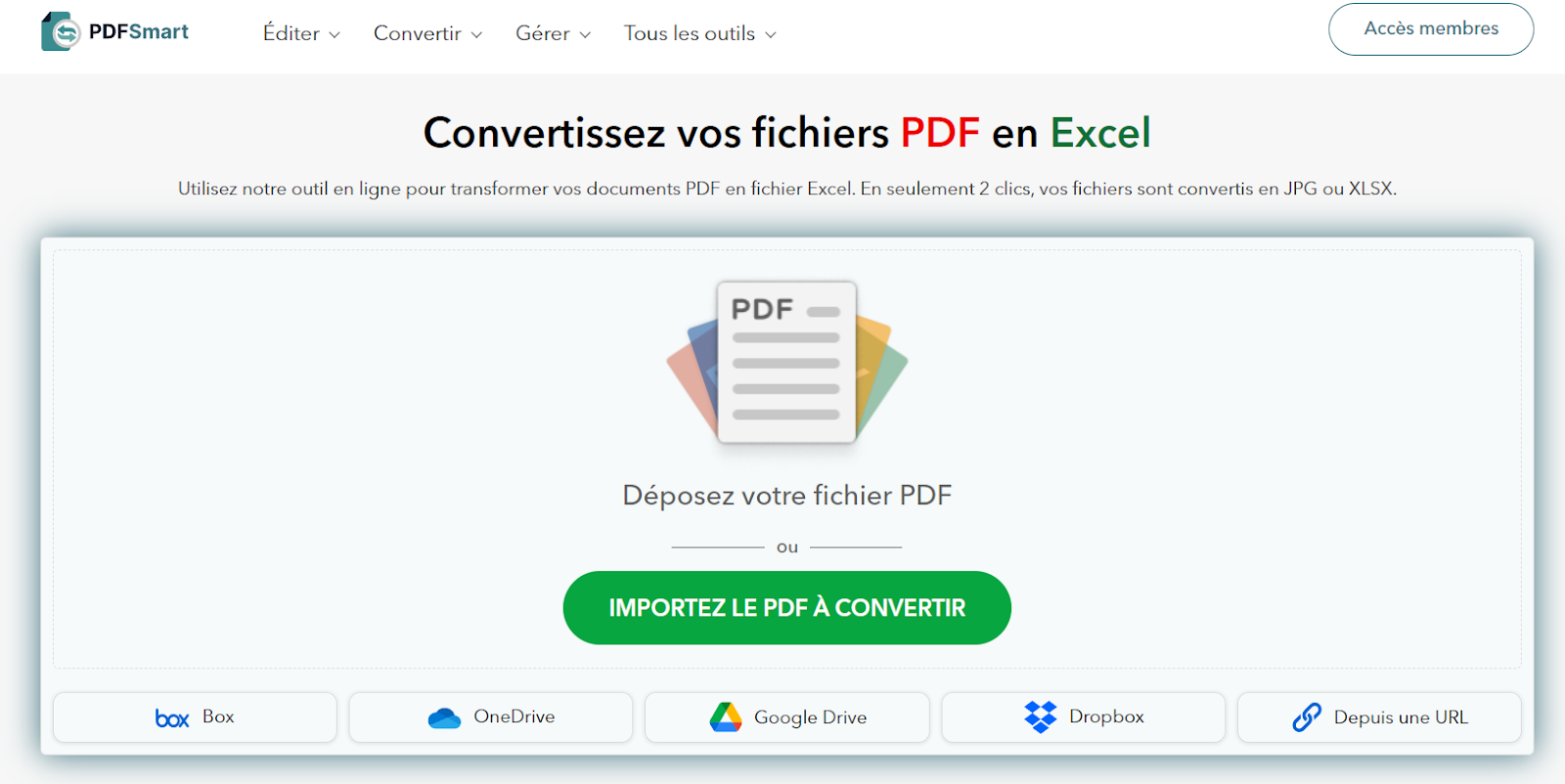 Convertissez fichiers pdf en excel